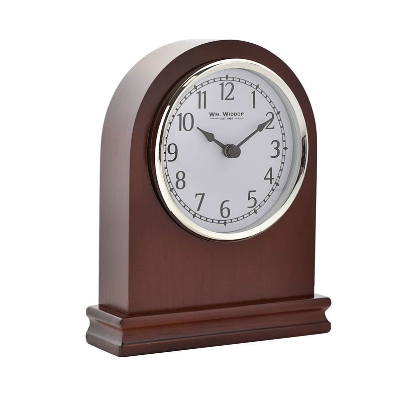 Arched Walnut Wood Mantel Clock